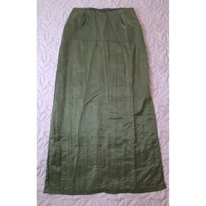 VTG INNOCENT Vinyl Skirt‎ Size Large Slits Y2K Whimsigoth Green Kangaroo Pocket